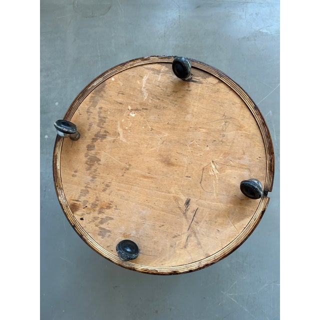 Mid-Century Modern Leopard Print Velvet and Teak Pouf, Italy, 1970s For Sale - Image 11 of 12