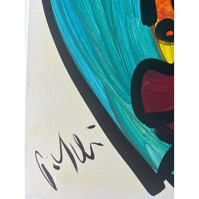 Peter Keil Late 20th Century Original Peter Keil Abstract Portrait Acrylic Painting on Canvas For Sale - Image 4 of 5