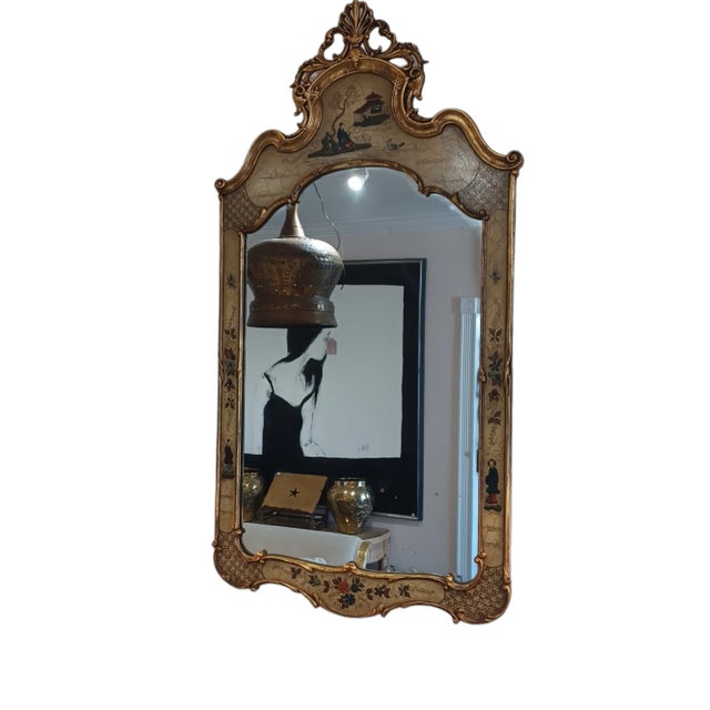Chinoiserie Vintage Midcentury Giltwood Chinoiserie Mirror For Sale - Image 3 of 4
