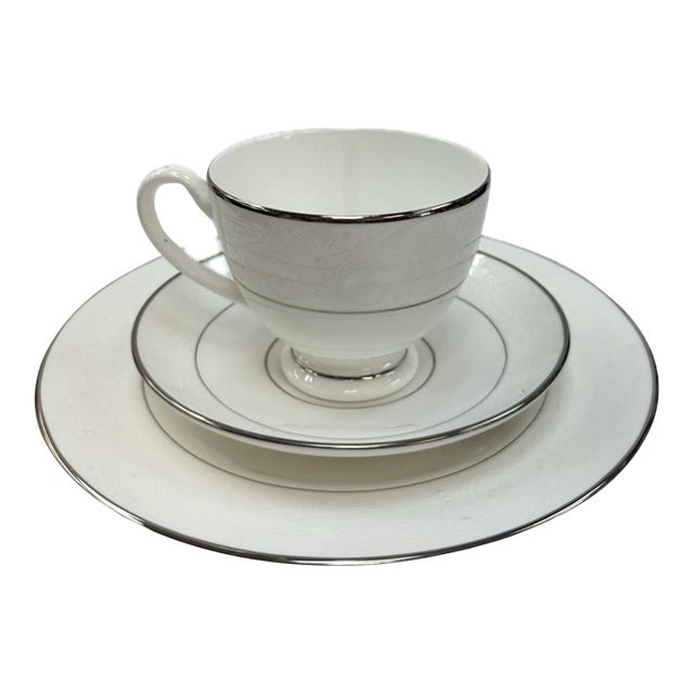 1990s Baron’s Court Dessert, Tea Cup, & Saucer by Waterford- 3 Pieces For Sale