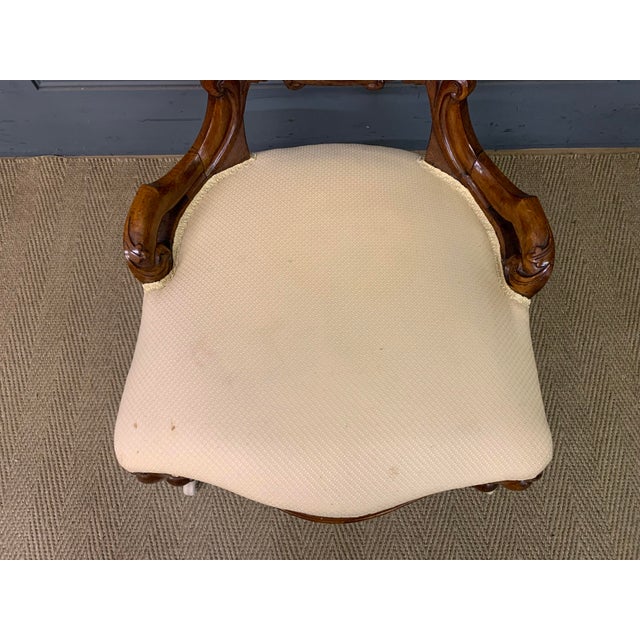Victorian Walnut Upholstered Salon Chair, 1870 For Sale - Image 13 of 14
