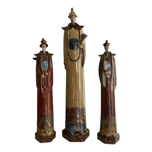 Set of Three Large Asian Pottery Statues