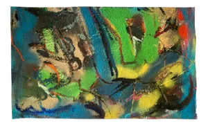"Green Beach" Contemporary Abstract Mixed-Media Painting on Paper by Erik Sulander
