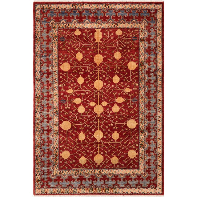 Shabby Chic Tribal Super Kazak Red/Blue Wool Rug - 6'10'' X 9'6'' For Sale - Image 10 of 10