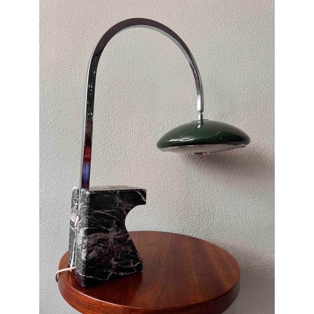 Arc Table Lamp with Green Chrome & Marble Shade by Luis Pérez de la Oliva for Grin Luz, 1960s For Sale - Image 17 of 18