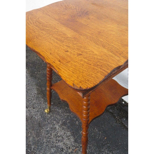 Brown Early 1900s Victorian Tiger Oak Side End Center Table For Sale - Image 8 of 13