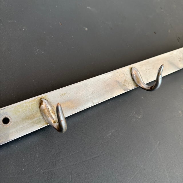 1930s Large Art Deco Arrowhead Steel Butchers Hook Wall Rack For Sale - Image 9 of 9