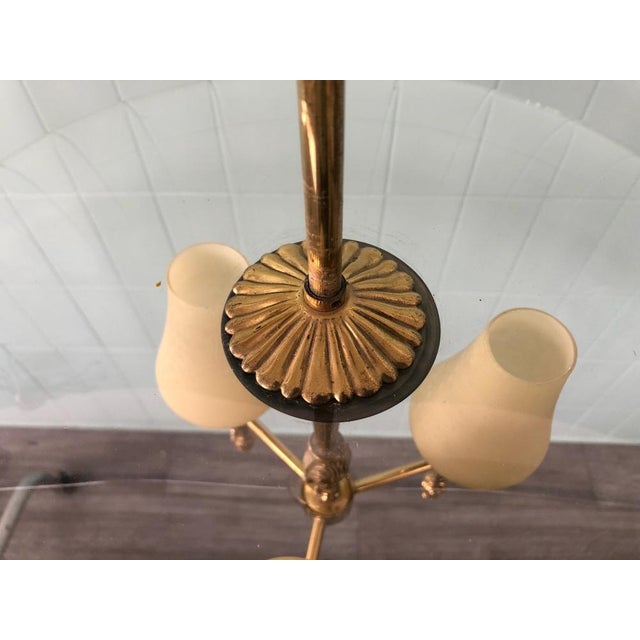 Vintage Chandelier in Brass and Chained Glass Lampshade, 1950s For Sale - Image 6 of 17