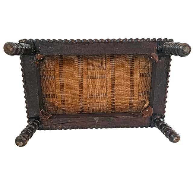 Late 19th Century Jacobethan Revival Miniature Striped Spool Bench For Sale - Image 11 of 18