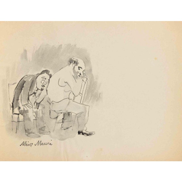 Mino Maccari, At the Doctor's, 1936, Watercolor For Sale