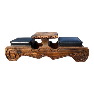 Vintage Mid Century Modern Tiki Witco 2 Person Game Bench For Sale