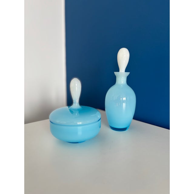 Vintage Opaline Bottle and Box, Set of 2 For Sale - Image 7 of 7