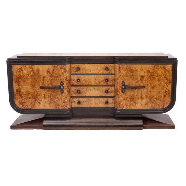 Art Deco Sideboard in Oak & Burl For Sale