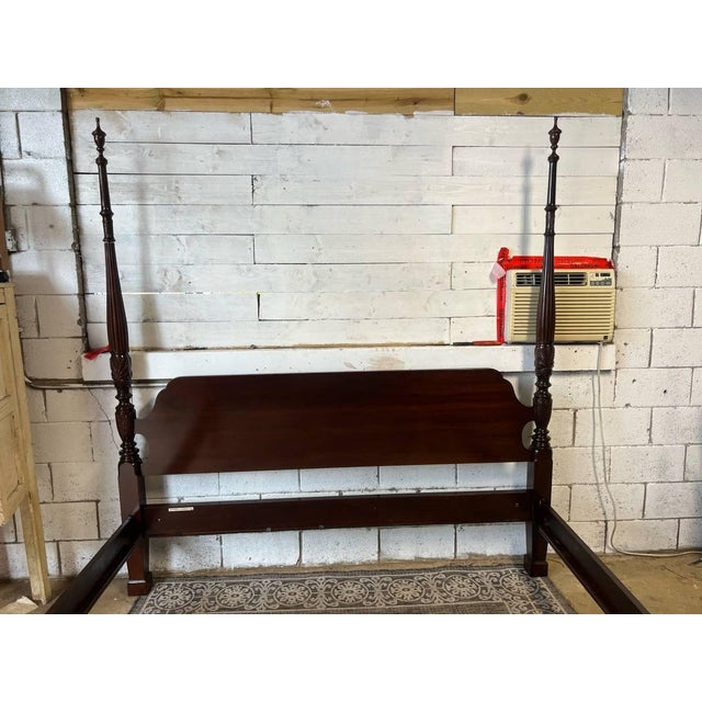 Ethan Allen Georgian Court Cherry King Rice Poster Bed | Chairish