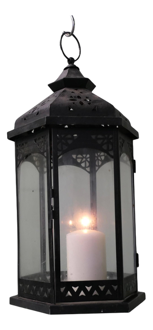 Large Moroccan Style Iron Candle Lantern, 1920