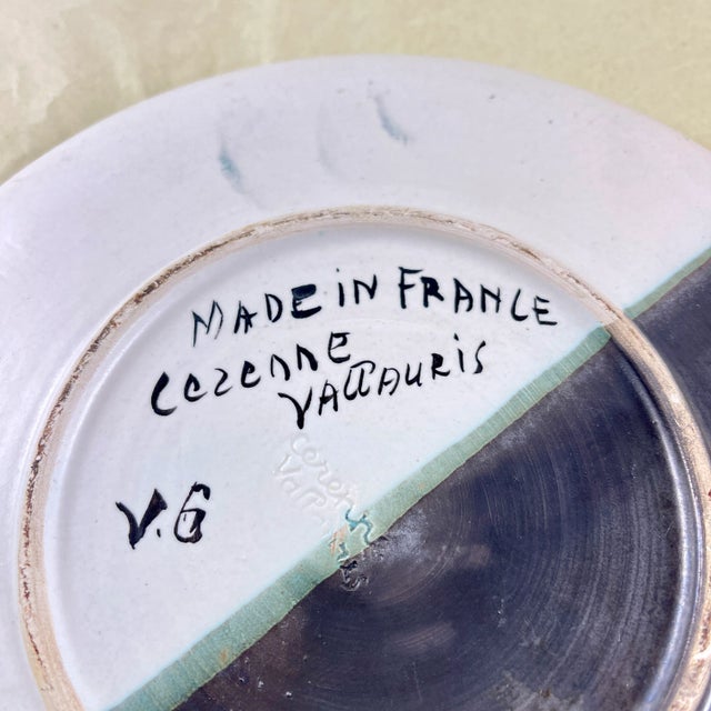 Ceramic Mid-Century French Atelier Cérenne à Vallauris Hand Made Signed Tulip Plate For Sale - Image 7 of 9