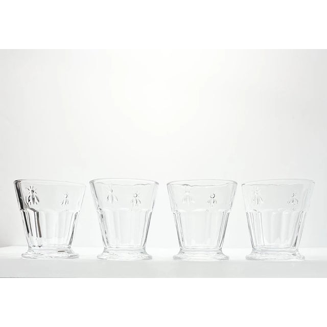 Global Amici “Bee” Set of 4 Double Old Fashioned Tumbler Glasses 4” 8oz Good condition. No chips, cracks, or fleabites....