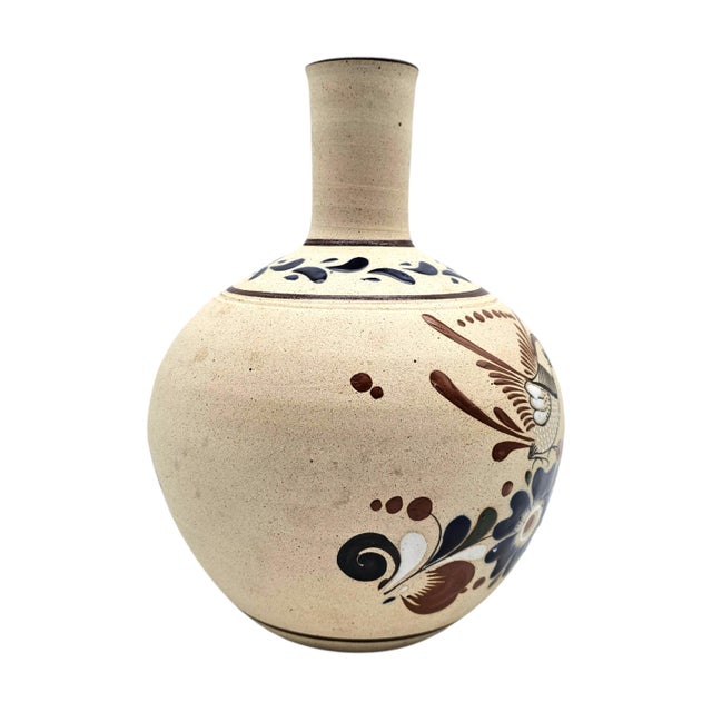 Ceramic Tonalá Mexican Folk Art Pottery Water Jug With Cup Lid, 12.5 For Sale - Image 7 of 18