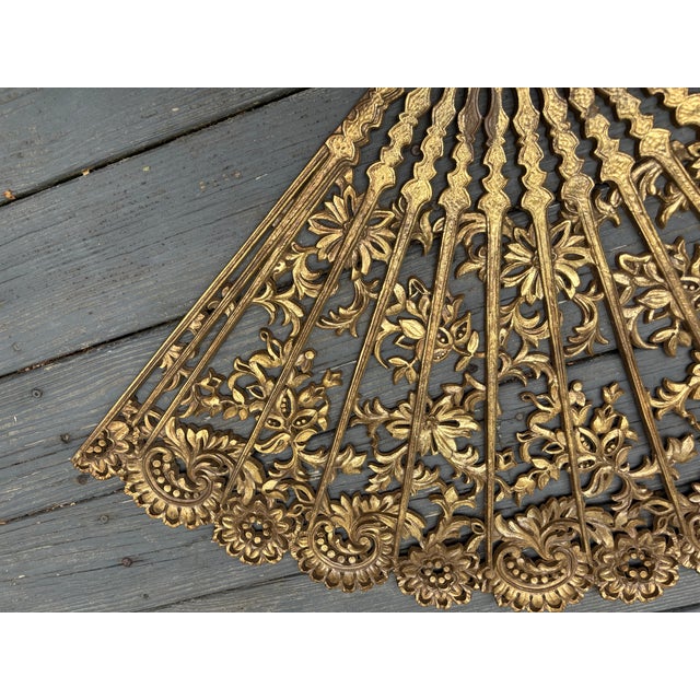 1960s 1960s Large Burwood Products Inc Chinese Peacock and Florals Wall Fan MCM Decor For Sale - Image 5 of 8