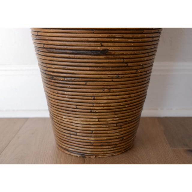 Vintage Boho Gabriella Crespi Style Pencil Reed Rattan Floor Vase For Sale - Image 10 of 12