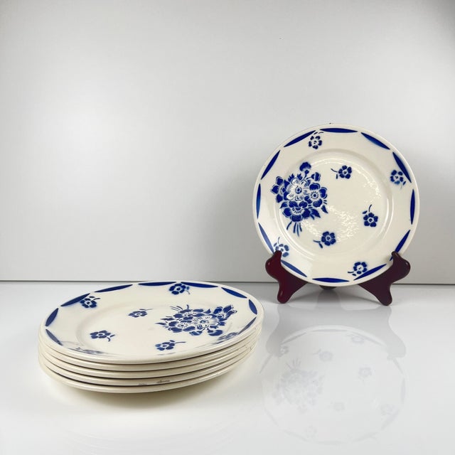 Vintage Semi-Porcelain Dessert Plates from Badonviller, 1920s, Set of 6 For Sale - Image 11 of 11