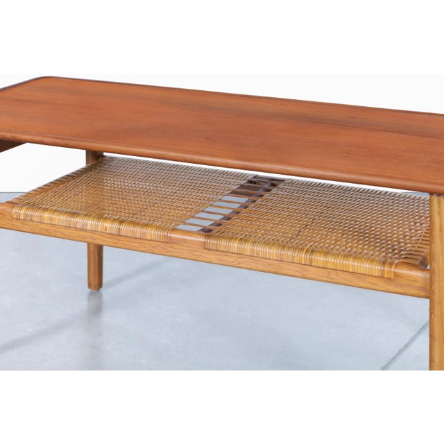 Burnt Orange Mid-Century Modern Teak and Cane Coffee Table by Hans J. Wegner for Andreas Tuck For Sale - Image 8 of 12