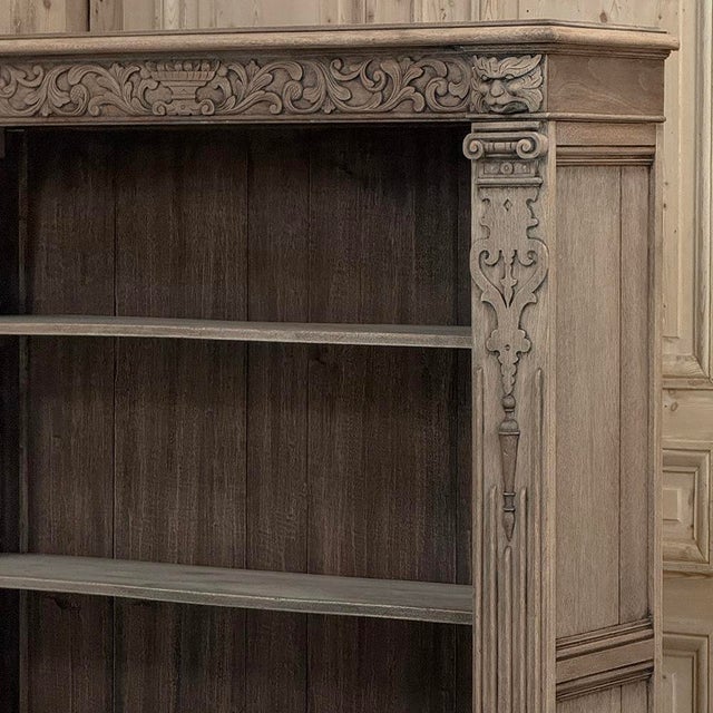 19th Century Renaissance Revival Stripped Oak Open Bookcase For Sale - Image 10 of 18