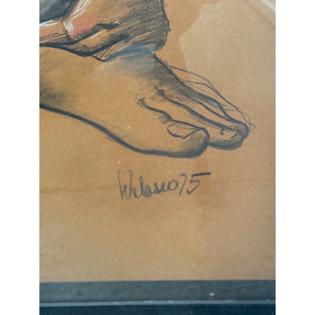 Figurative 1970's Colombian Born Leandro Velasco Pastel Drawing of Large Woman For Sale - Image 3 of 4