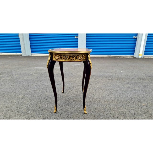 New Parquetry French Style Inlaid Accent Oval Table/Desk,side and Center Table For Sale - Image 4 of 10