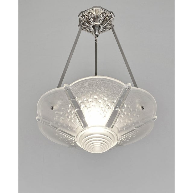 French Art Deco Pendant Light by Muller Freres 1930 France For Sale - Image 6 of 11