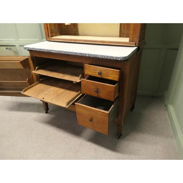 Wood American Oak Hoosier Kitchen Cabinet by Hudson Bros, 1920 For Sale - Image 7 of 8