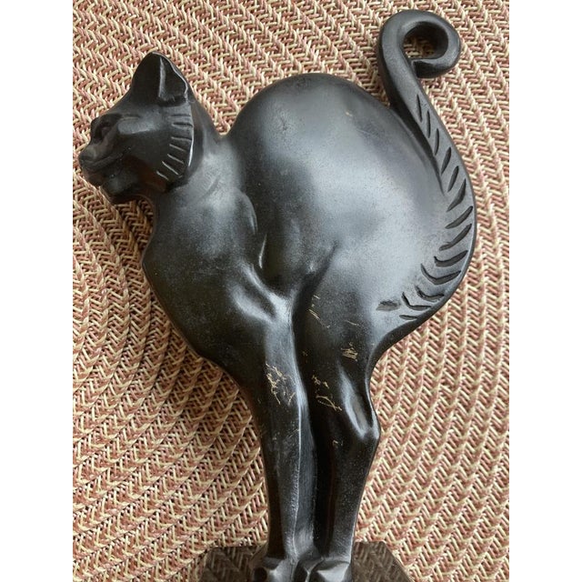 Lucien Alliot, Art Deco Sculpture of a Cat, 1925, Bronze on a Black Marble Base For Sale - Image 12 of 14