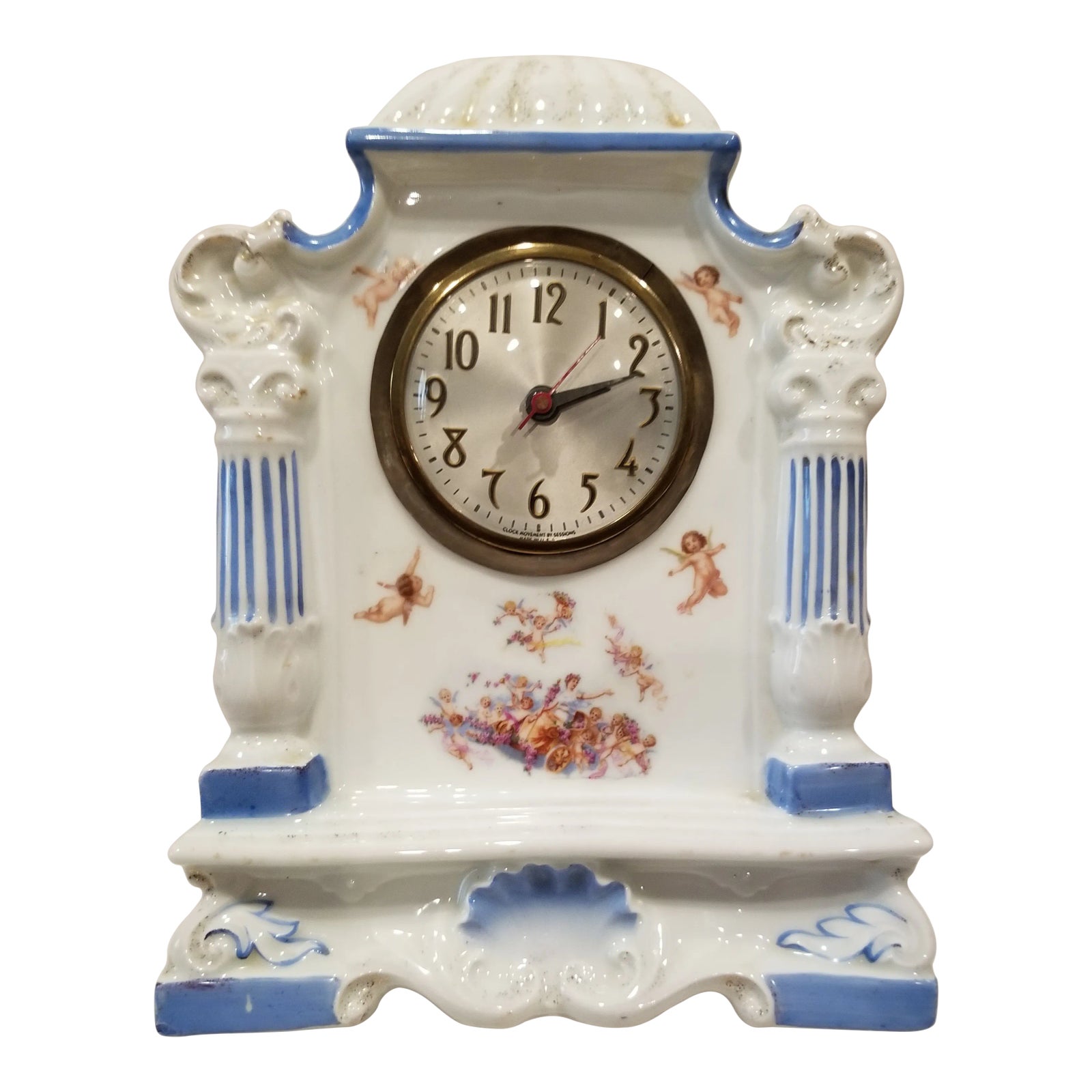 Decorative Antique Porcelain Clock With Cherubs Chairish