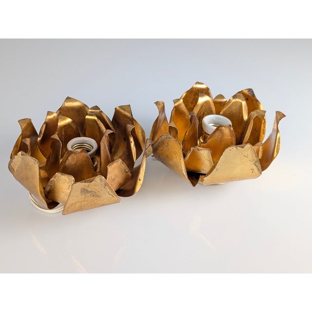 Floral Wall Sconces in Gilded Metal from Hans Kögl, 1970s, Set of 2 For Sale - Image 6 of 12