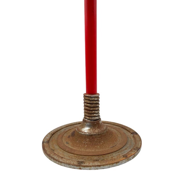 Metal Mid-Century French Red Stool, 1950s For Sale - Image 7 of 11