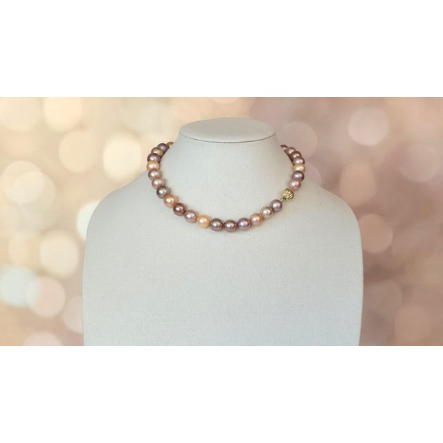 Modern Genuine Freshwater Edison Pearl Necklace With 14k Gold Clasp For Sale - Image 3 of 11