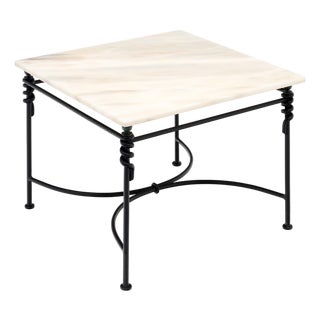 Vintage French Coffee Table, Iron and Marble For Sale