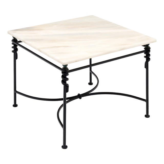 Vintage French Coffee Table, Iron and Marble For Sale