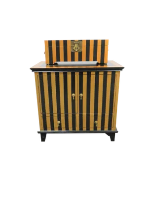 Modern Stripped Gold & Ebonized Box on Commode /