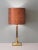 This beautiful sleek brass table lamp is equipped with a new, custom lampshade in jacquard fabric. the lamp is equipped...