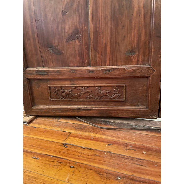 Mid 20th Century 2-Panel Asian Wooden Panels For Sale In Greenville, SC - Image 6 of 10