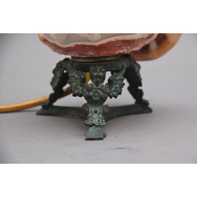 Shell Antique Carved Shell Cameo Lamp, 1880 For Sale - Image 7 of 10