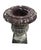 Traditional Vintage Classical Cast Stone Garden Urn With Fleur-De-Lis Relief & Weathered Patina For Sale - Image 3 of 12