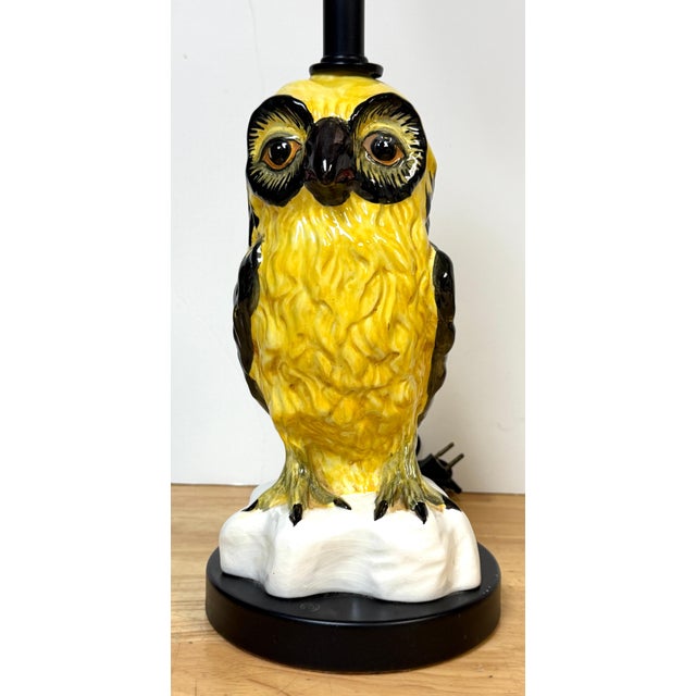 Pair of Mid-Century Italian Spectacled Owl Pottery Lamps, 1960s For Sale - Image 17 of 18