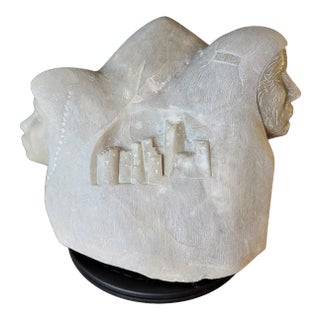 Native American Alabaster Sculpture Large 50lb Signed For Sale
