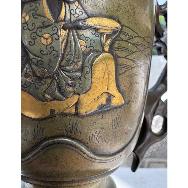 Meiji Shibuichi Vases, Set of 2 For Sale - Image 10 of 18