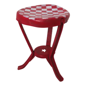 Antique American Steel & Wrougt Iron Folk Art Painted Dairy Farm Milking Stool