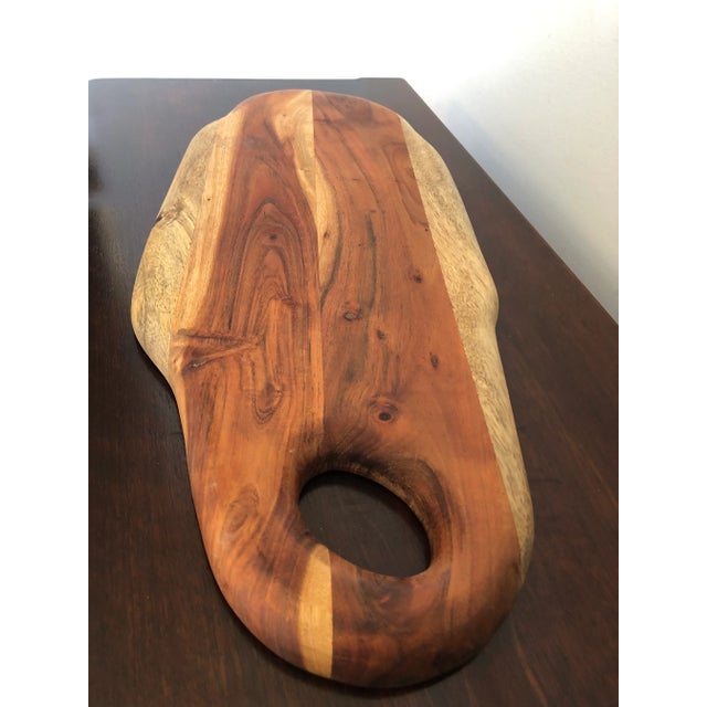 Vintage Artisan Crafted Rustic Wood Charcuterie Board For Sale - Image 10 of 11