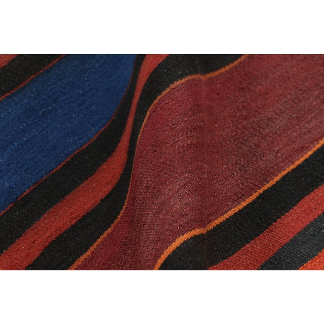 Vintage Shahsavan Persian Kilim in Red, Blue and Brown Stripes - Rug & Kilim For Sale In New York - Image 6 of 8