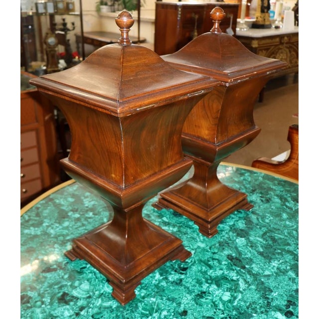 Pair of Late 19th Century English Mahogany Regency Style Urn Knife Boxes For Sale - Image 10 of 12